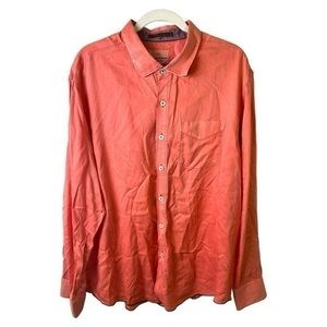 Tommy Bahama Shirt Mens Extra Large Long Sleeve Rusted Orange Button Down Tropic